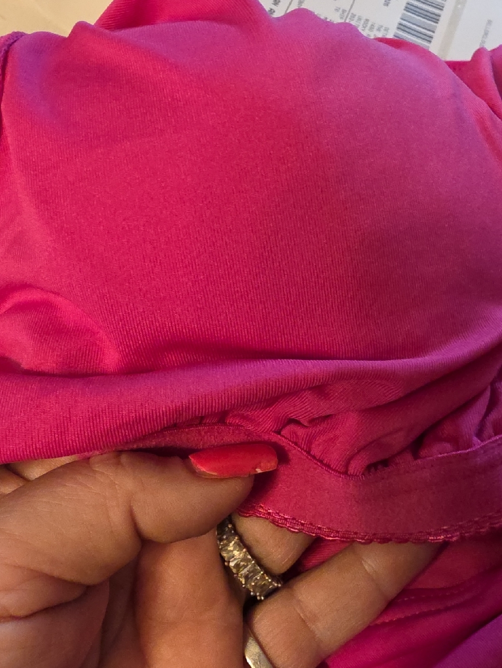 Carmen Marc Valvo azalea One-Shoulder Cutout Swimsuit in Hot Pink Support 10 - Picture 5 of 8